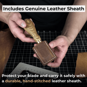 Straight Leather Skiving Knife, 3 cm (1.18 inches) detail view by Sharky Forged Steel Tools