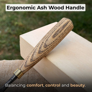 Straight Wood Carving Gouge, 5 - 12 mm (0.20 - 0.47 inches) detail view by Sharky Forged Steel Tools