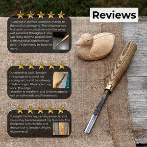 Straight Wood Carving Gouge, 5 - 12 mm (0.20 - 0.47 inches) detail view by Sharky Forged Steel Tools