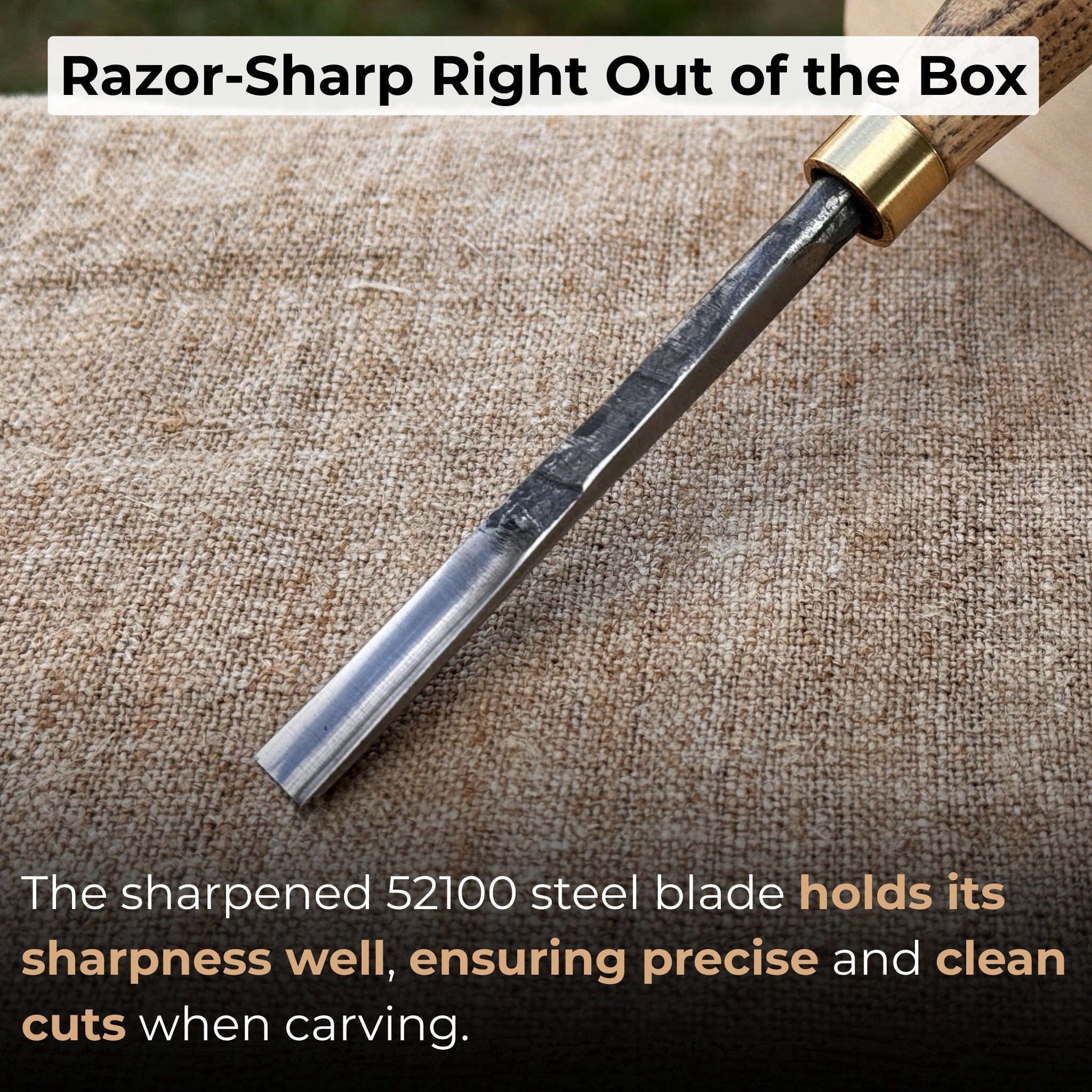 Straight Wood Carving Gouge, 5 - 12 mm (0.20 - 0.47 inches) detail view by Sharky Forged Steel Tools