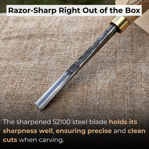 Straight Wood Carving Gouge, 5 - 12 mm (0.20 - 0.47 inches) detail view by Sharky Forged Steel Tools