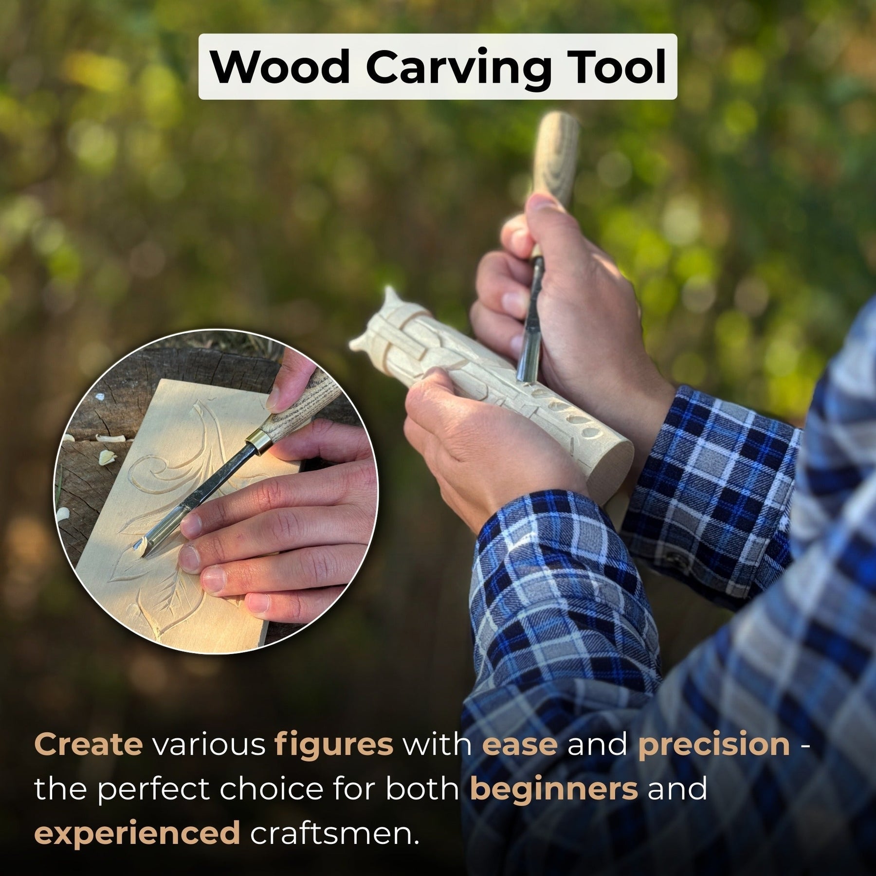 Straight Wood Carving Gouge, 5 - 12 mm (0.20 - 0.47 inches) detail view by Sharky Forged Steel Tools