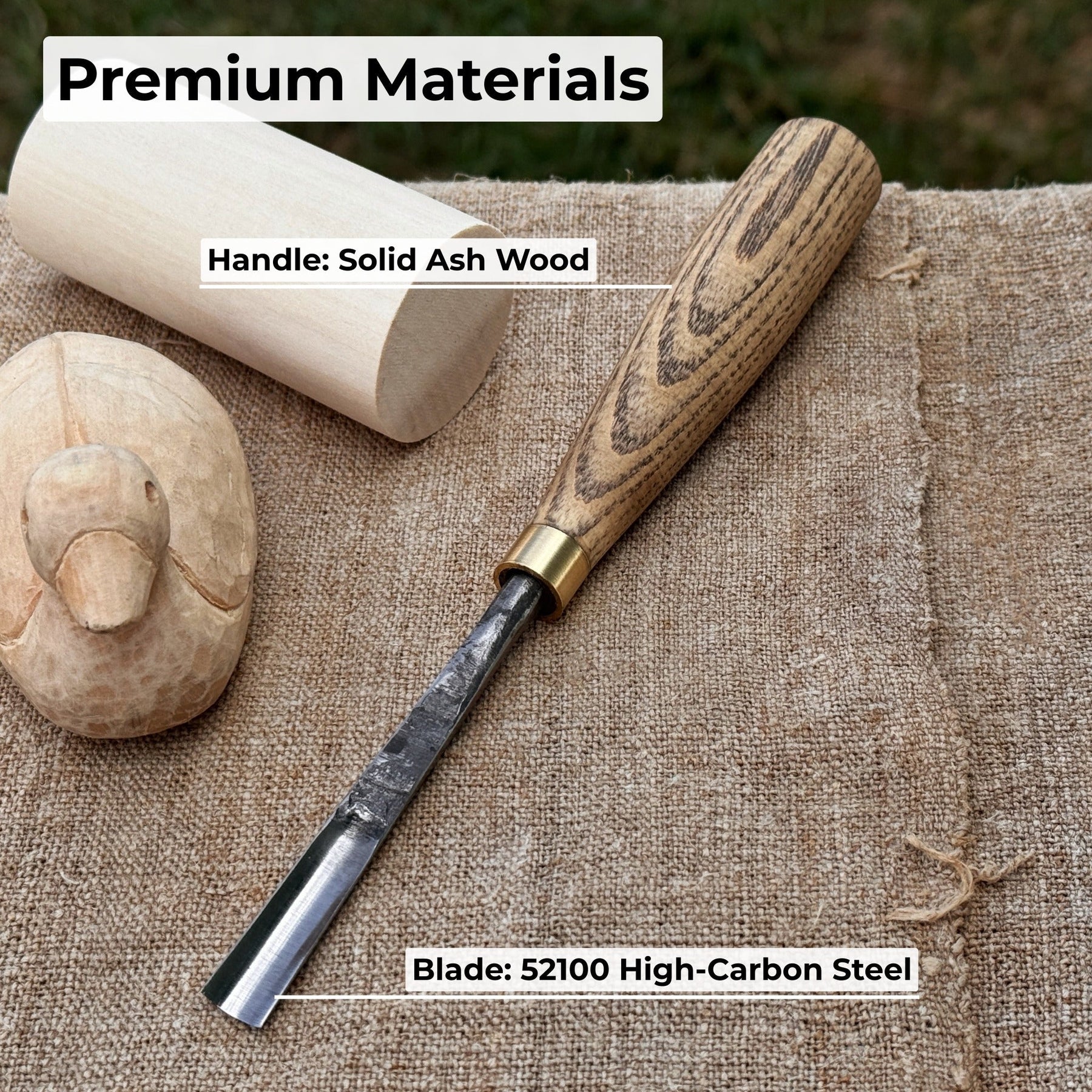 Straight Wood Carving Gouge, 5 - 12 mm (0.20 - 0.47 inches) detail view by Sharky Forged Steel Tools