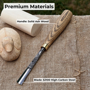 Straight Wood Carving Gouge, 5 - 12 mm (0.20 - 0.47 inches) detail view by Sharky Forged Steel Tools