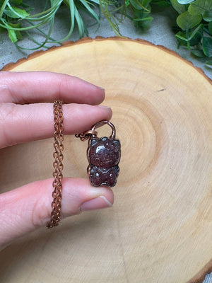 Strawberry Quartz Hello Kitty Necklace by Copper Ashes