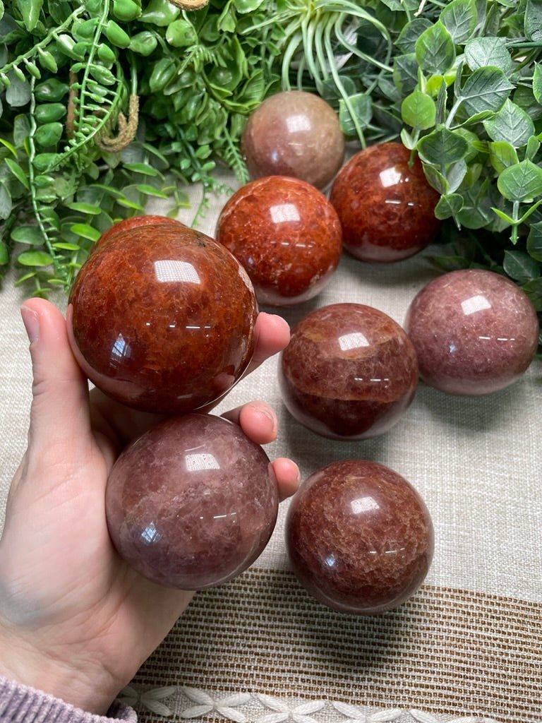 Strawberry Quartz Sphere detail view by Copper Ashes