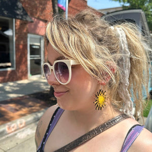 Sun and Moon Wooden Dangle Earrings | Celestial Jewelry
