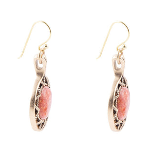 Sun Orange Sponge Coral Golden Drop Earrings detail view by Barse Jewelry