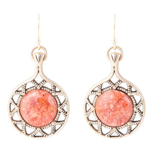 Sun Orange Sponge Coral Golden Drop Earrings by Barse Jewelry