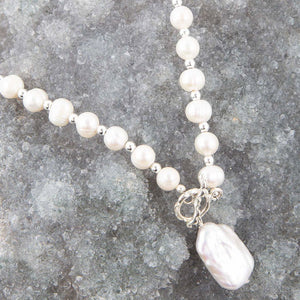 Sunday Best Pearl Toggle Necklace detail view by Barse Jewelry