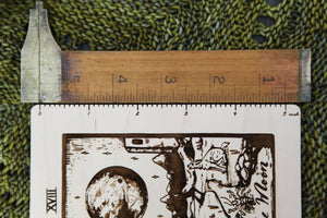 Maple Wood Moon Tarot Card Knitting Needle Gauge & 5" Ruler detail view 3 by Mountaintop Yarn
