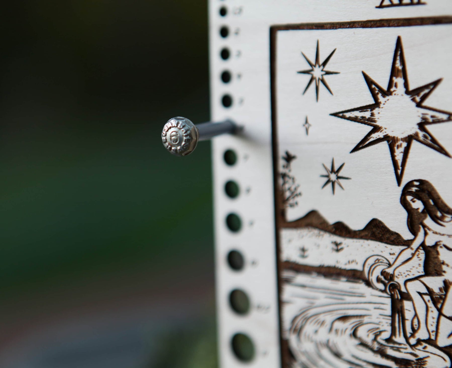 Maple Wood Moon Tarot Card Knitting Needle Gauge & 5" Ruler detail view 7 by Mountaintop Yarn