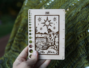 Maple Wood Moon Tarot Card Knitting Needle Gauge & 5" Ruler detail view 8 by Mountaintop Yarn