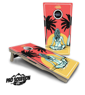 Sunset Girl Cornhole Boards - Pro Solution Lite Series