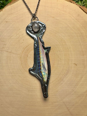 Swordfish and Rose Quartz Necklace by Copper Ashes