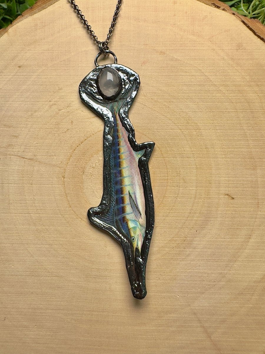 Swordfish and Rose Quartz Necklace by Copper Ashes