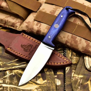 Stainless Steel Hunting Knife – Multiple Handle Colors | JW SteelCrafts by JW SteelCrafts, Damascus knife detail photo 2