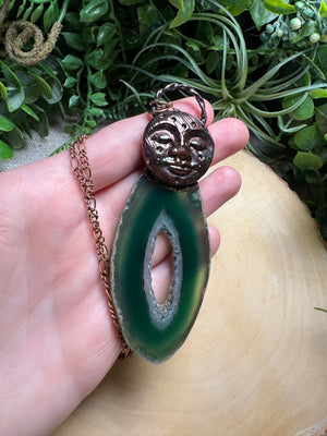 Tara- Green Agate Goddess Necklace detail view by Copper Ashes