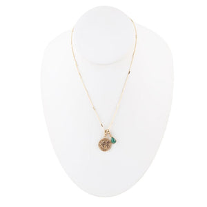 Taurus - Zodiac Green Malachite Golden Charm Necklace detail view by Barse Jewelry