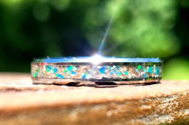 The Taz Opal and Ash Memorial Ring by Cotton Street Art Company, handmade jewelry detail photo 3