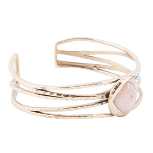 Terra Peach Moonstone and Golden Cuff Bracelet by Barse Jewelry