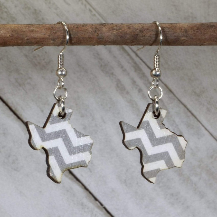 Texas State Wooden Dangle Earrings | State Pride Jewelry