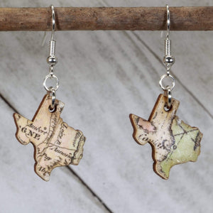 Texas State Wooden Dangle Earrings | State Pride Jewelry