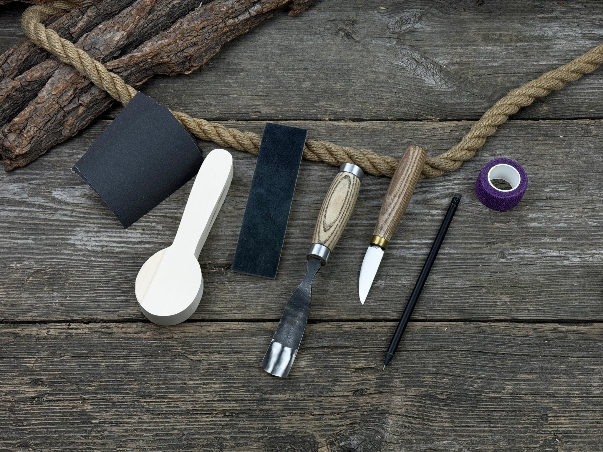 The Perfect Spoon Carving Kit for Beginners detail view by Sharky Forged Steel Tools