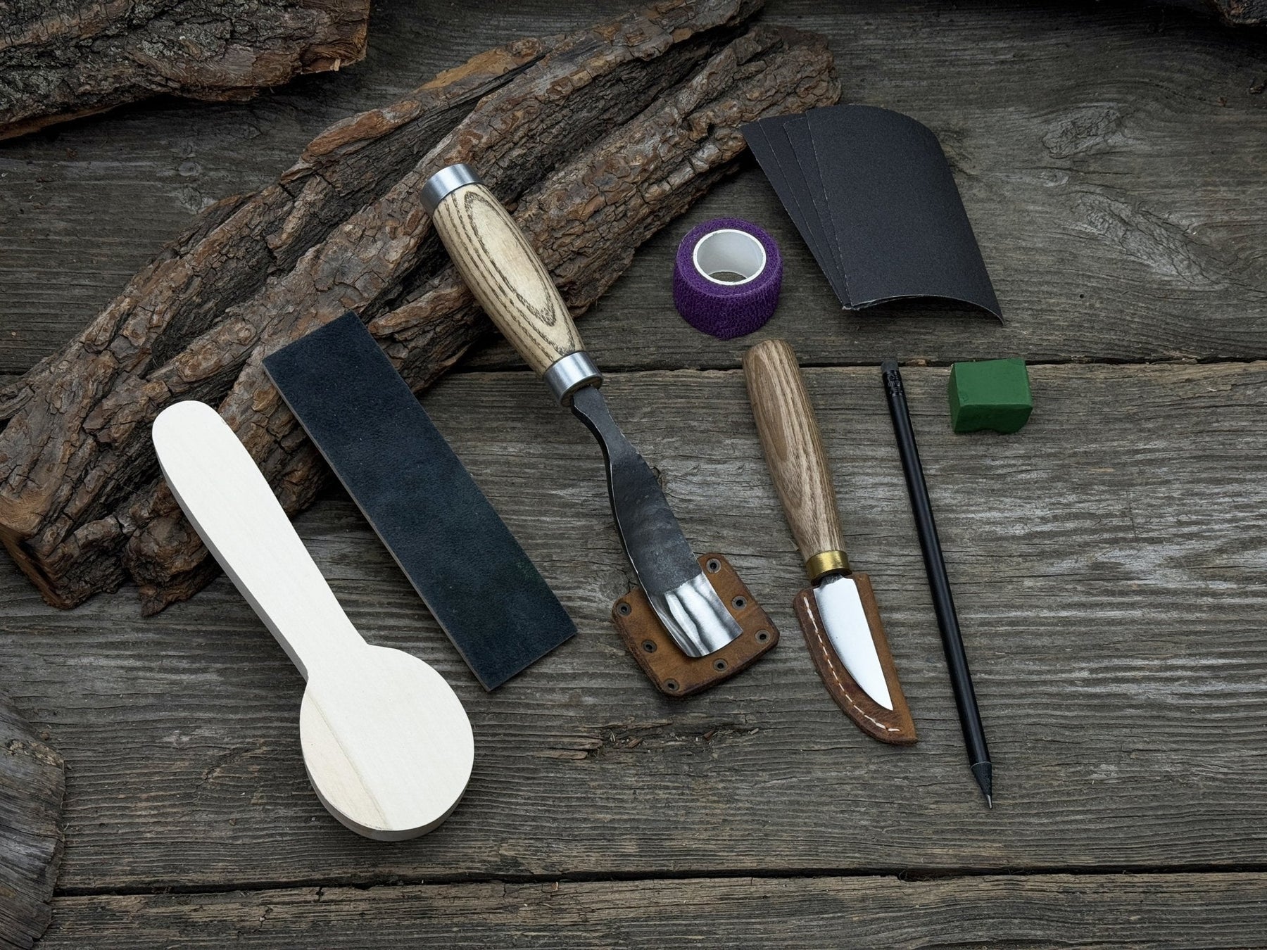 The Perfect Spoon Carving Kit for Beginners detail view by Sharky Forged Steel Tools