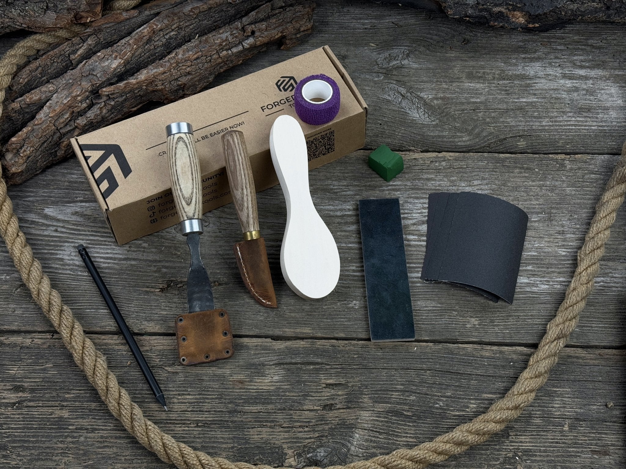 The Ultimate Beginner’s Spoon Carving Kit by Sharky Forged Steel Tools