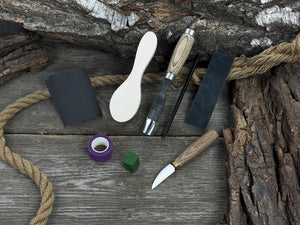 The Ultimate Beginner’s Spoon Carving Kit detail view by Sharky Forged Steel Tools