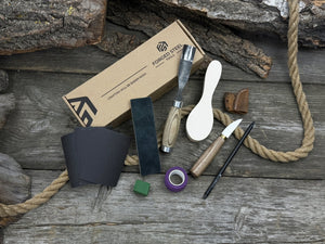 The Ultimate Beginner’s Spoon Carving Kit detail view by Sharky Forged Steel Tools