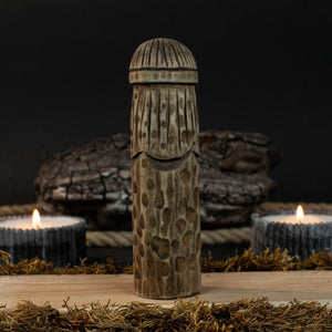 Thor Wooden Figurine – 14 cm (5.7 inches) Hand-Carved Norse God of Thunder and Strength detail view by Sharky Forged Steel