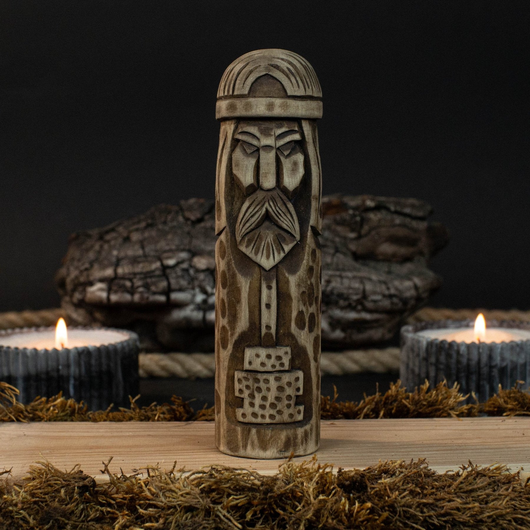 Thor Wooden Figurine – 14 cm (5.7 inches) Hand-Carved Norse God of Thunder and Strength by Sharky Forged Steel Tools