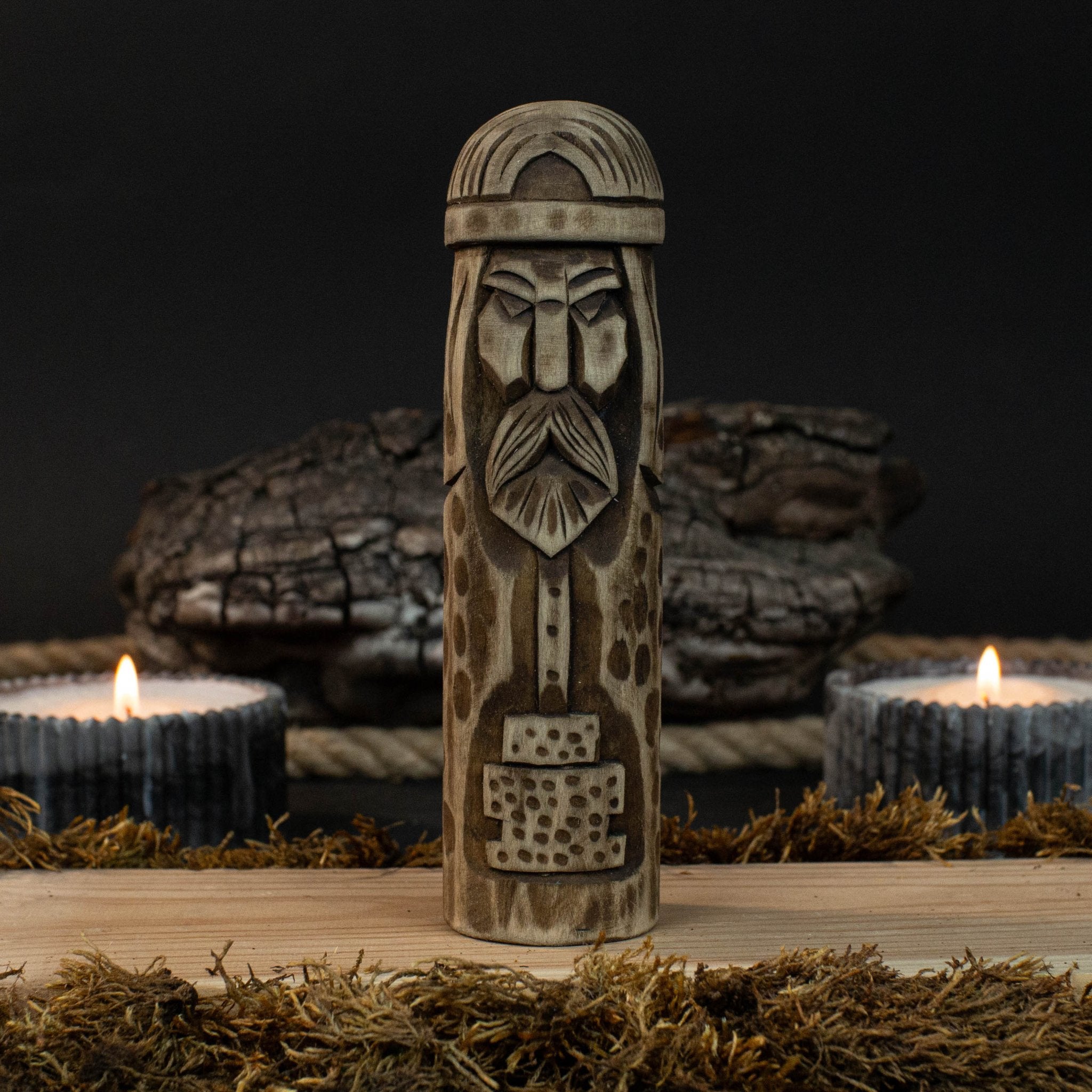 Thor Wooden Figurine – 14 cm (5.7 inches) Hand-Carved Norse God of Thunder and Strength by Sharky Forged Steel Tools