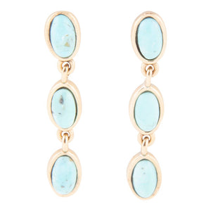 Three Times the Blue Turquoise Golden Drop Earrings by Barse Jewelry