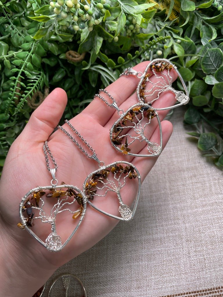 Tigers Eye Heart Tree of Life Necklace by Copper Ashes