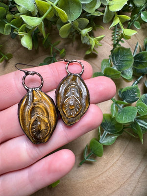 Tigers Eye Yoni Earrings by Copper Ashes