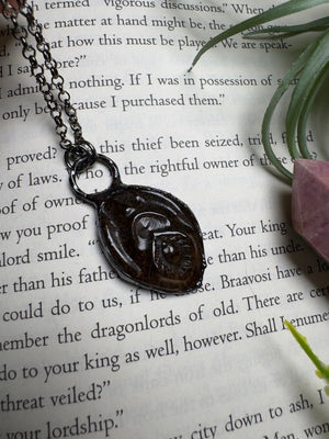 Tigers Eye Yoni Necklace detail view by Copper Ashes