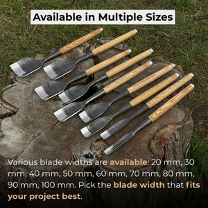 Timber Framing Rounded Chisel, 20 - 100 mm (0.8 - 3.9 inches) detail view by Sharky Forged Steel Tools