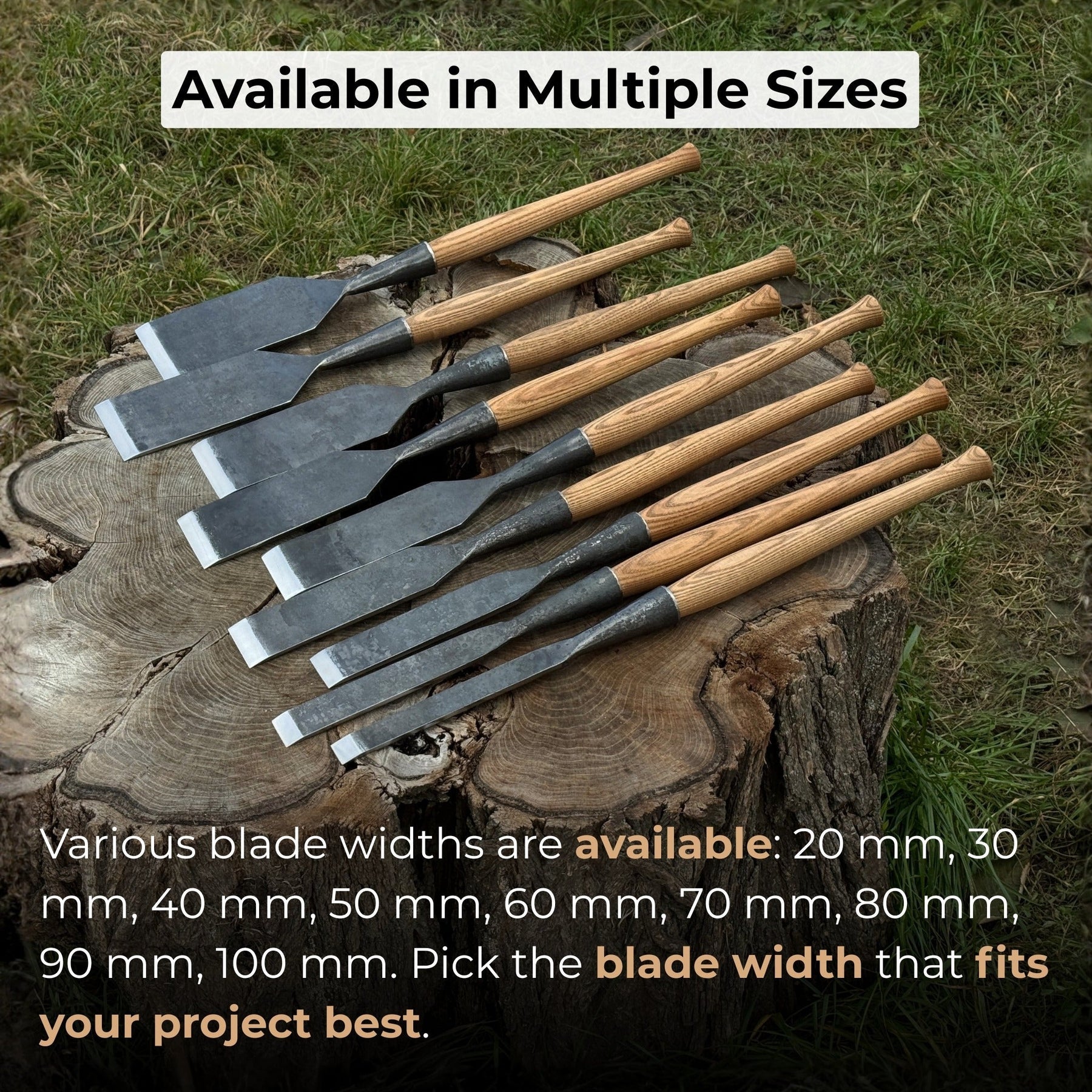 Timber Framing Sliсk Chisel, 20 - 100 mm (0.8 - 3.9 inches) detail view by Sharky Forged Steel Tools