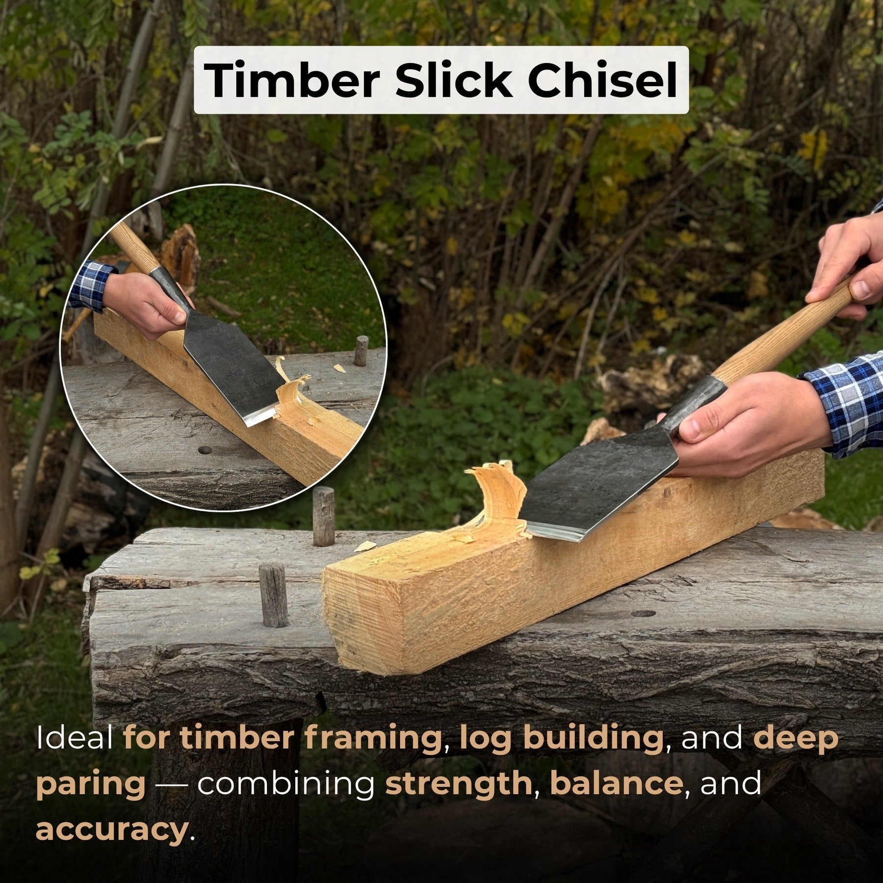 Timber Framing Sliсk Chisel, 20 - 100 mm (0.8 - 3.9 inches) detail view by Sharky Forged Steel Tools