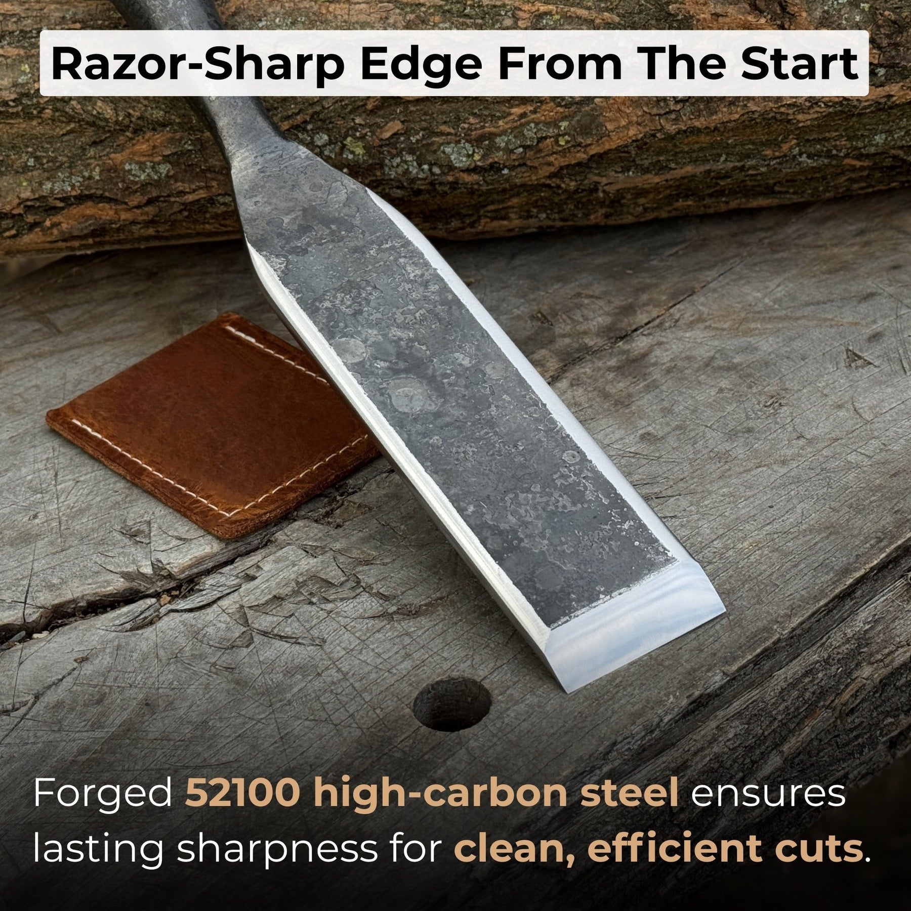 Timber Slick Chisel for Woodworking – 20 to 100 mm (0.8–3.9 Inches) detail view by Sharky Forged Steel Tools