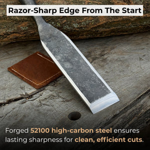 Timber Slick Chisel for Woodworking – 20 to 100 mm (0.8–3.9 Inches) detail view by Sharky Forged Steel Tools