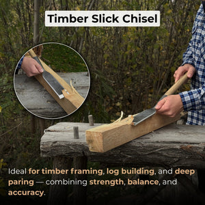 Timber Slick Chisel for Woodworking – 20 to 100 mm (0.8–3.9 Inches) detail view by Sharky Forged Steel Tools