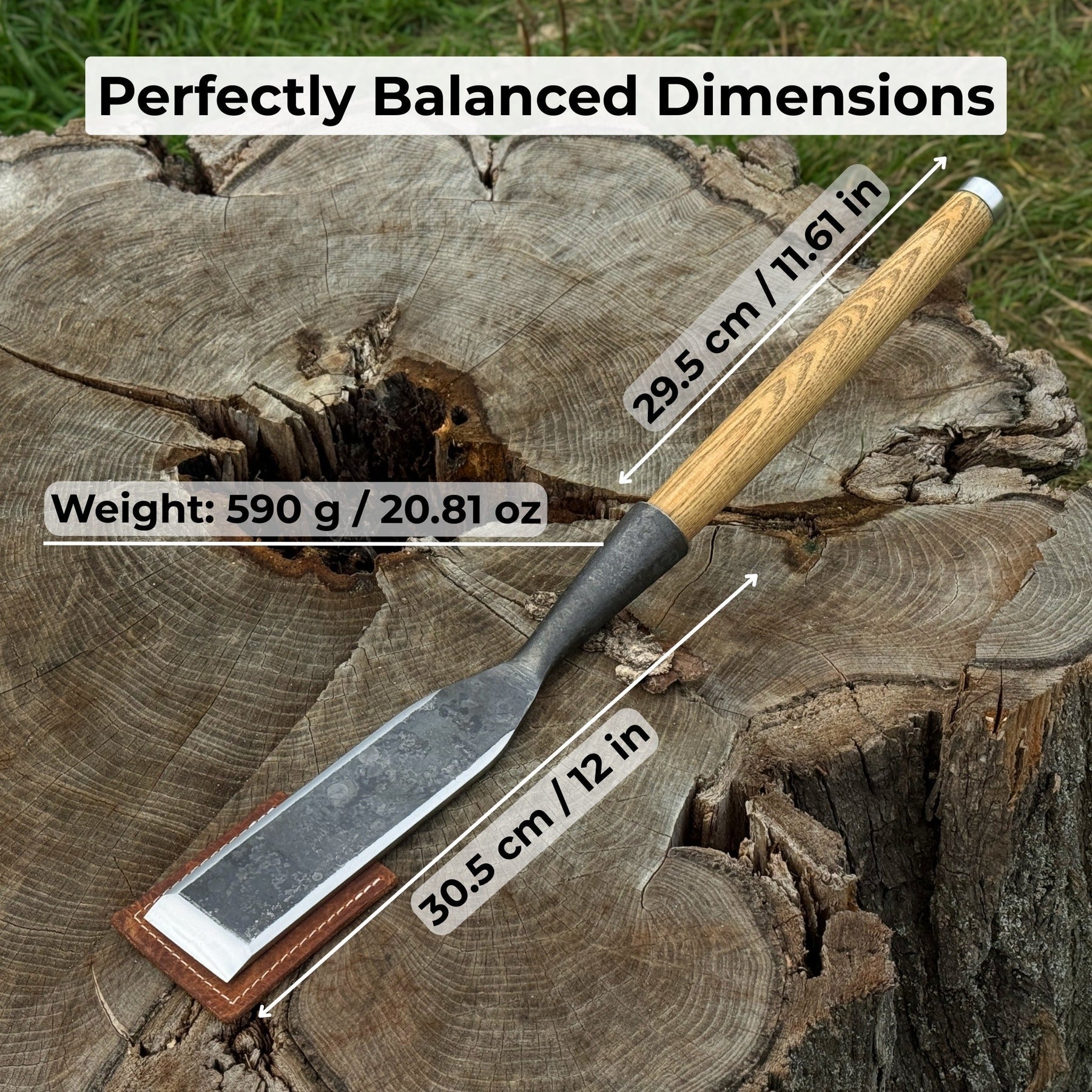Timber Slick Chisel for Woodworking – 20 to 100 mm (0.8–3.9 Inches) detail view by Sharky Forged Steel Tools