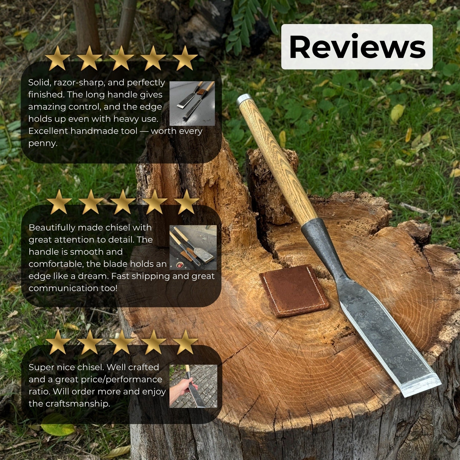 Timber Slick Chisel for Woodworking – 20 to 100 mm (0.8–3.9 Inches) detail view by Sharky Forged Steel Tools