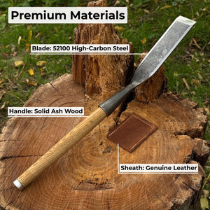 Timber Slick Chisel for Woodworking – 20 to 100 mm (0.8–3.9 Inches) detail view by Sharky Forged Steel Tools