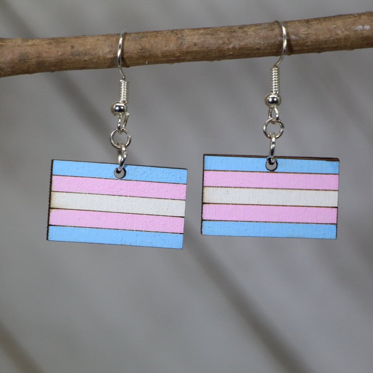 Trans Pride Flag Wooden Earrings | Transgender Pride Jewelry by Cate's Concepts, LLC