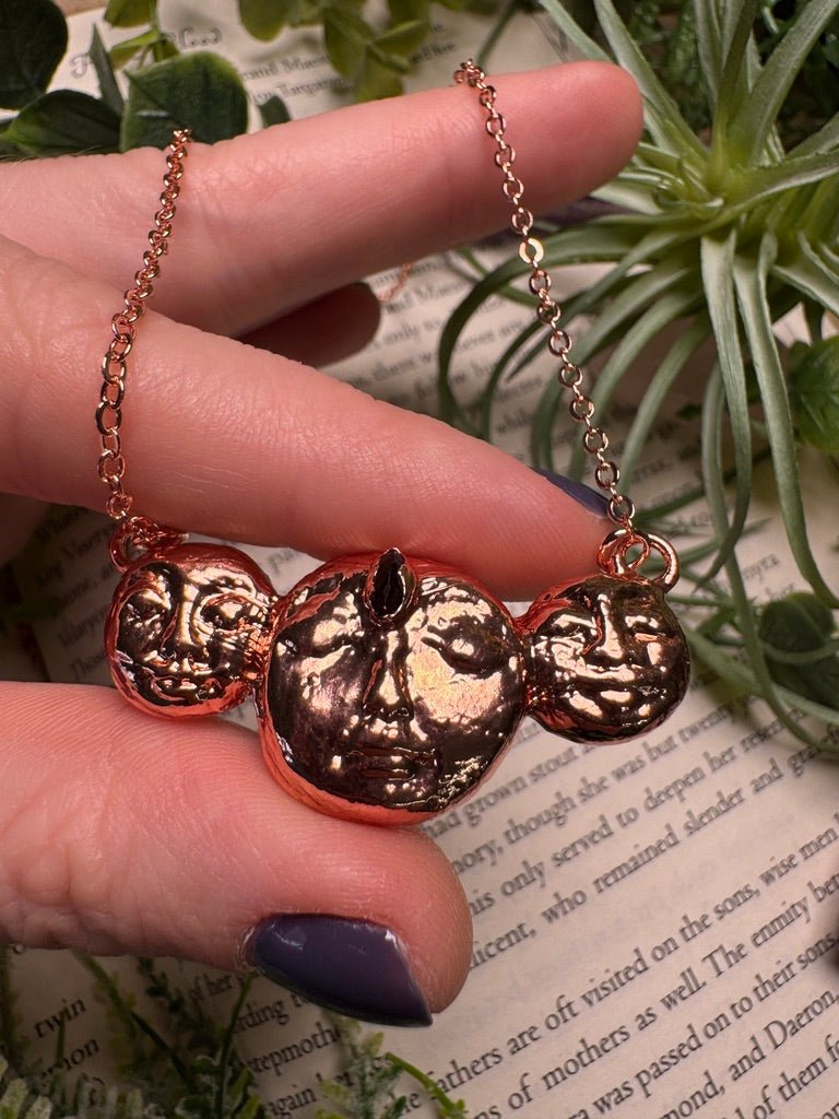 Triple Garnet Goddess Necklace detail view by Copper Ashes